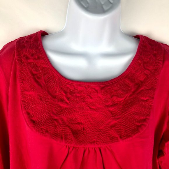 LIZ CLAIBORNE 3/4 sleeves embroidered blouse XL - Picture 3 of 6